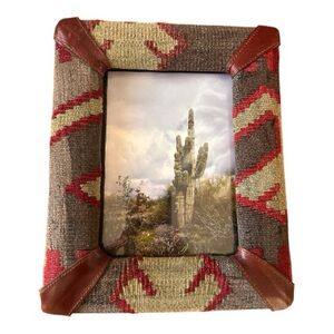 Southwestern Kilim rug and leather picture frame 5” x 7” picture